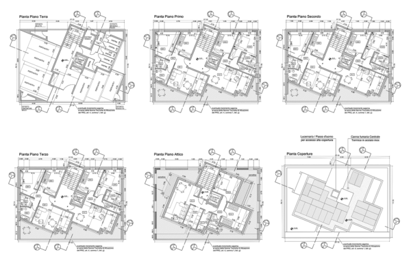 disegni di progetto edificio residenziale a Roma 2